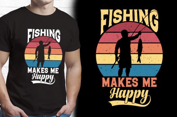 Capturing Passion: The Fishing Makes Me Happy T-shirt Design