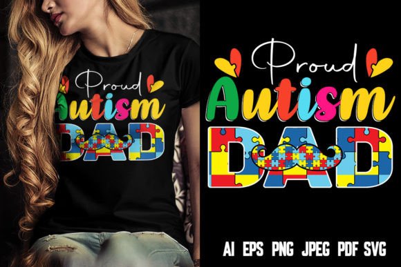 Celebrate with Pride: The Proud Autism Dad T-Shirt Design