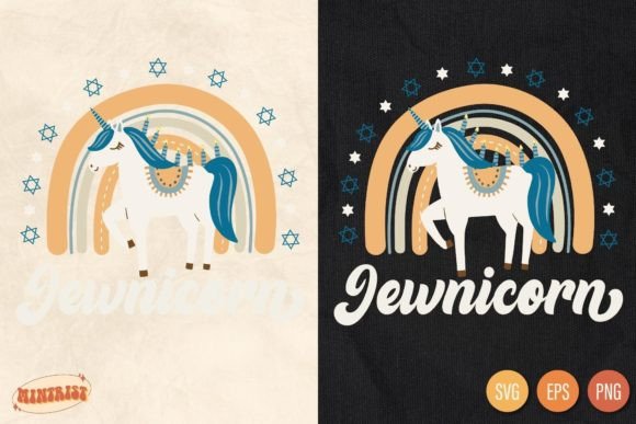 Jewnicorn Retro Hanukkah Design Svg