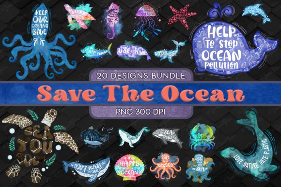 Save the Ocean T-shirt Design Bundle for Impactful Visuals