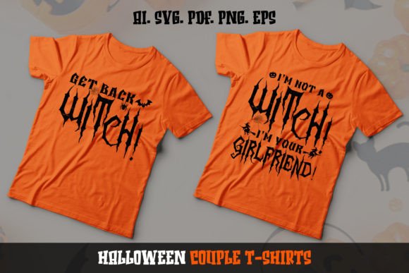 Witch Couple Halloween T-Shirt Design: A Modern Graphic Asset